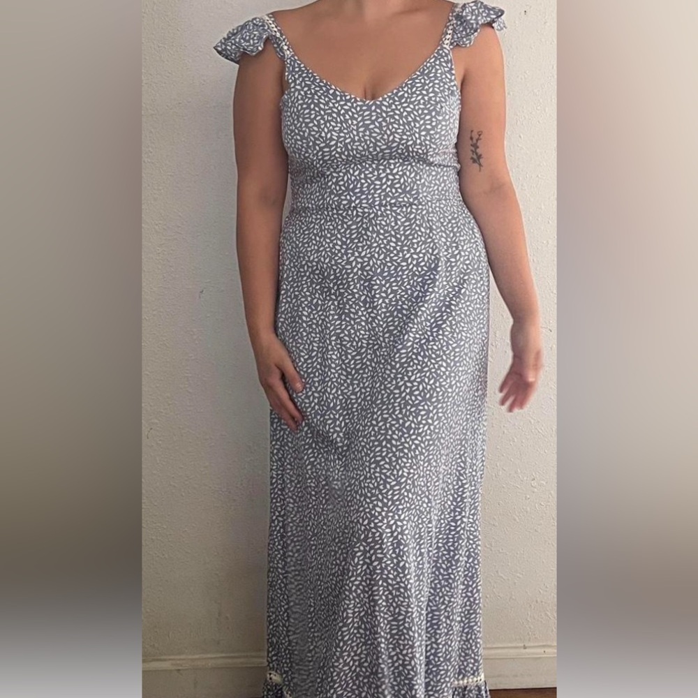 Japna blue crochet lace trimmed maxi dress small - Picture 4 of 11